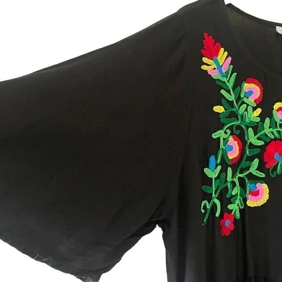 Riviera Sun Rayon Crepe Short Dress with Multicolored Embroidery  SZ 3X #1754 - Picture 9 of 16